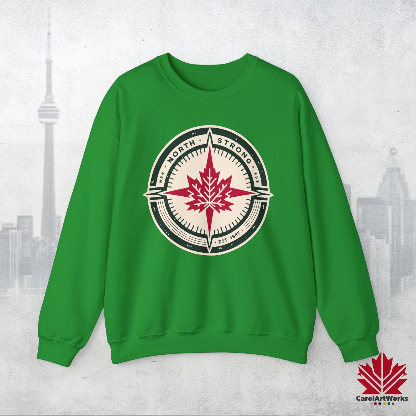 “North Strong” Compass Design Unisex Sweatshirt – Navigate Adventure with Canadian Pride