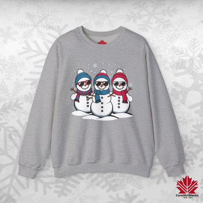 Cool Snow Squad Sweatshirt | Snowman Christmas Crewneck | Canadian-Made Holiday Fleece