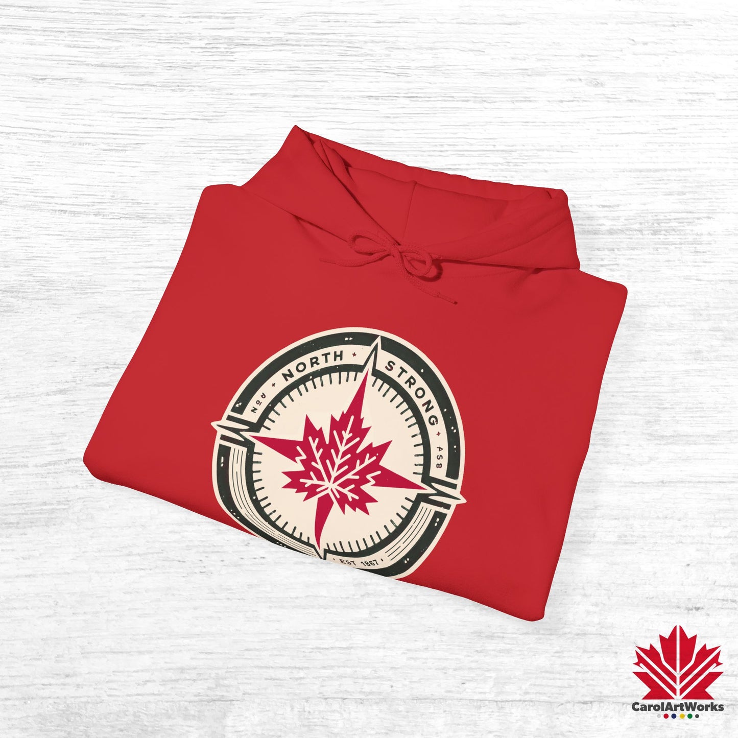 Sweat à capuche unisexe « North Strong » avec motif boussole – Vivez l'aventure avec fierté canadienne