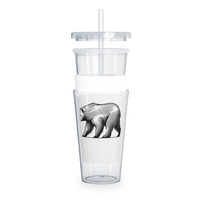 scandinavian minimalistic Design BEAR Tumbler with Straw – Nature Inspired Graphic