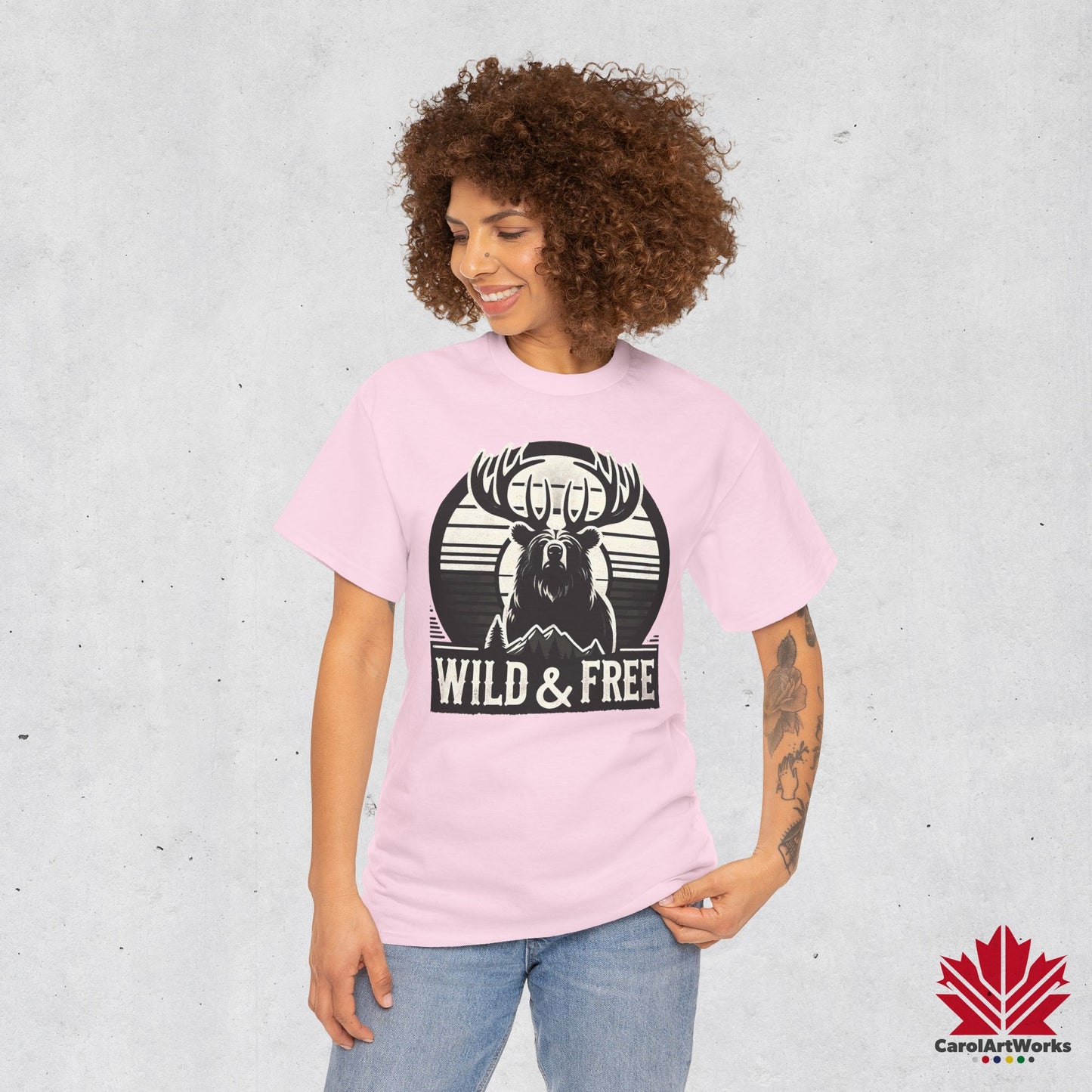 “Wild & Free” Unisex Cotton Tee – Nature Inspired Graphic T-Shirt