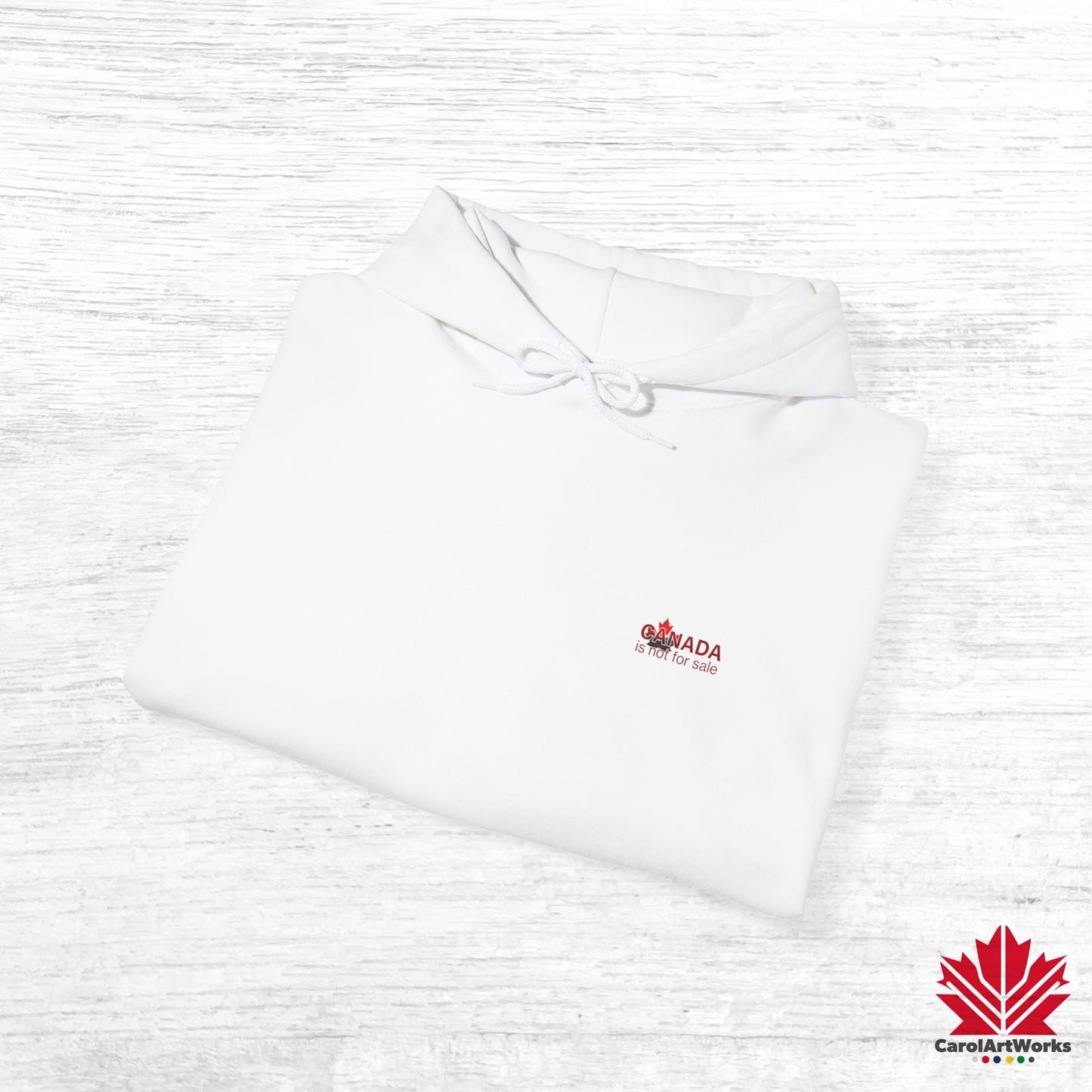 Unisex Hoodie “Canada is Not for Sale” – Red Maple Leaf and Mountains, Warm and Comfortable