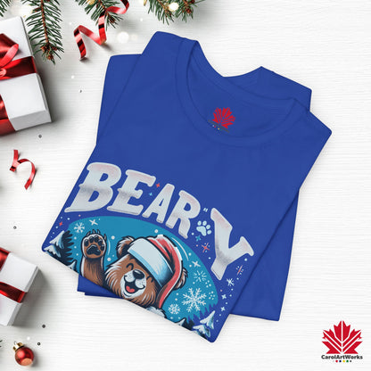Beary Christmas | Funny Canadian Bear Christmas T-Shirt | Premium Cotton Holiday Tee – Made in Canada, Free Shipping
