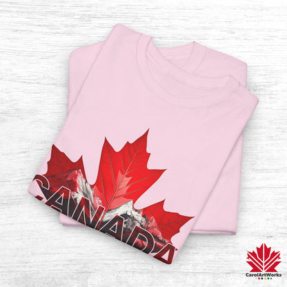 “Canada is not for Sale” Unisex Heavy Cotton Tee – Red Maple Leaf and Mountains, Stylish Canada Shirt