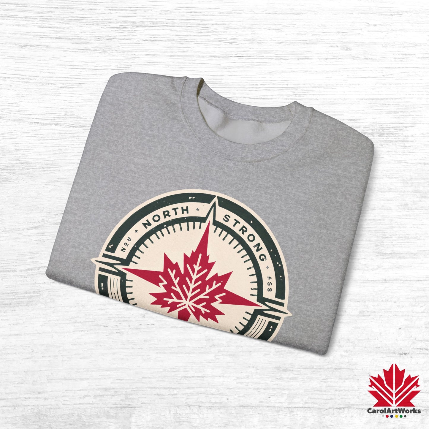 “North Strong” Compass Design Unisex Sweatshirt – Navigate Adventure with Canadian Pride