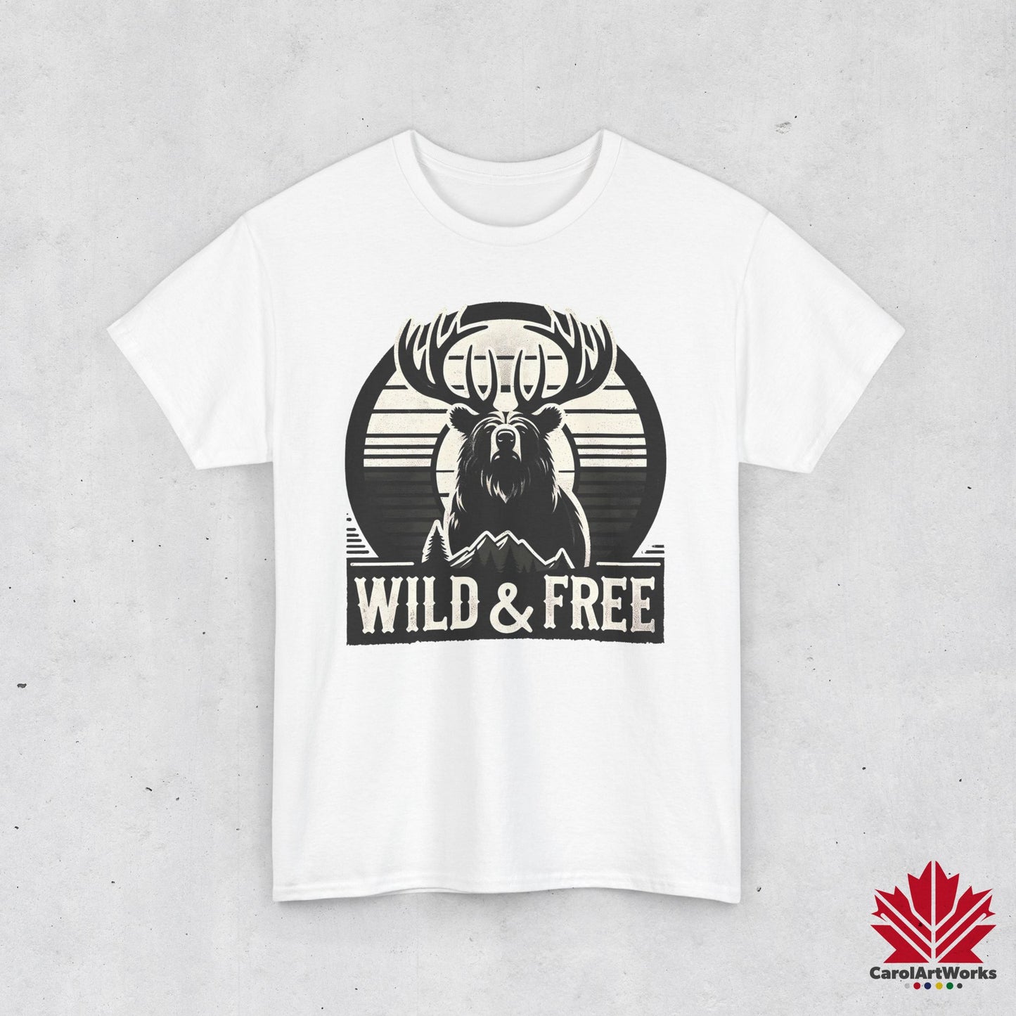 “Wild & Free” Unisex Cotton Tee – Nature Inspired Graphic T-Shirt