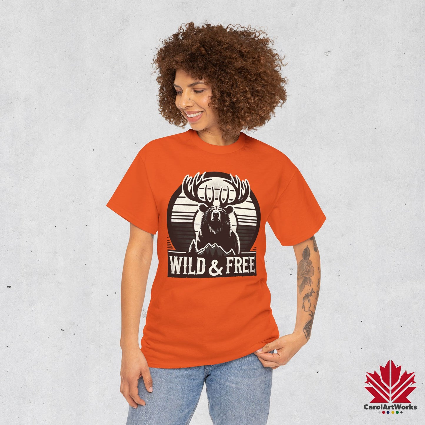 “Wild & Free” Unisex Cotton Tee – Nature Inspired Graphic T-Shirt