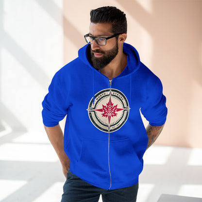 Sweat à capuche unisexe à fermeture éclair « North Strong » avec motif boussole – Vivez l'aventure avec fierté canadienne