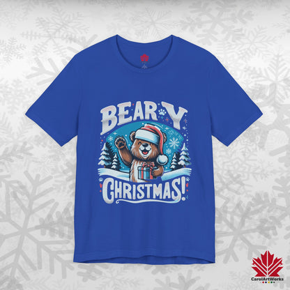 Beary Christmas | Funny Canadian Bear Christmas T-Shirt | Premium Cotton Holiday Tee – Made in Canada, Free Shipping