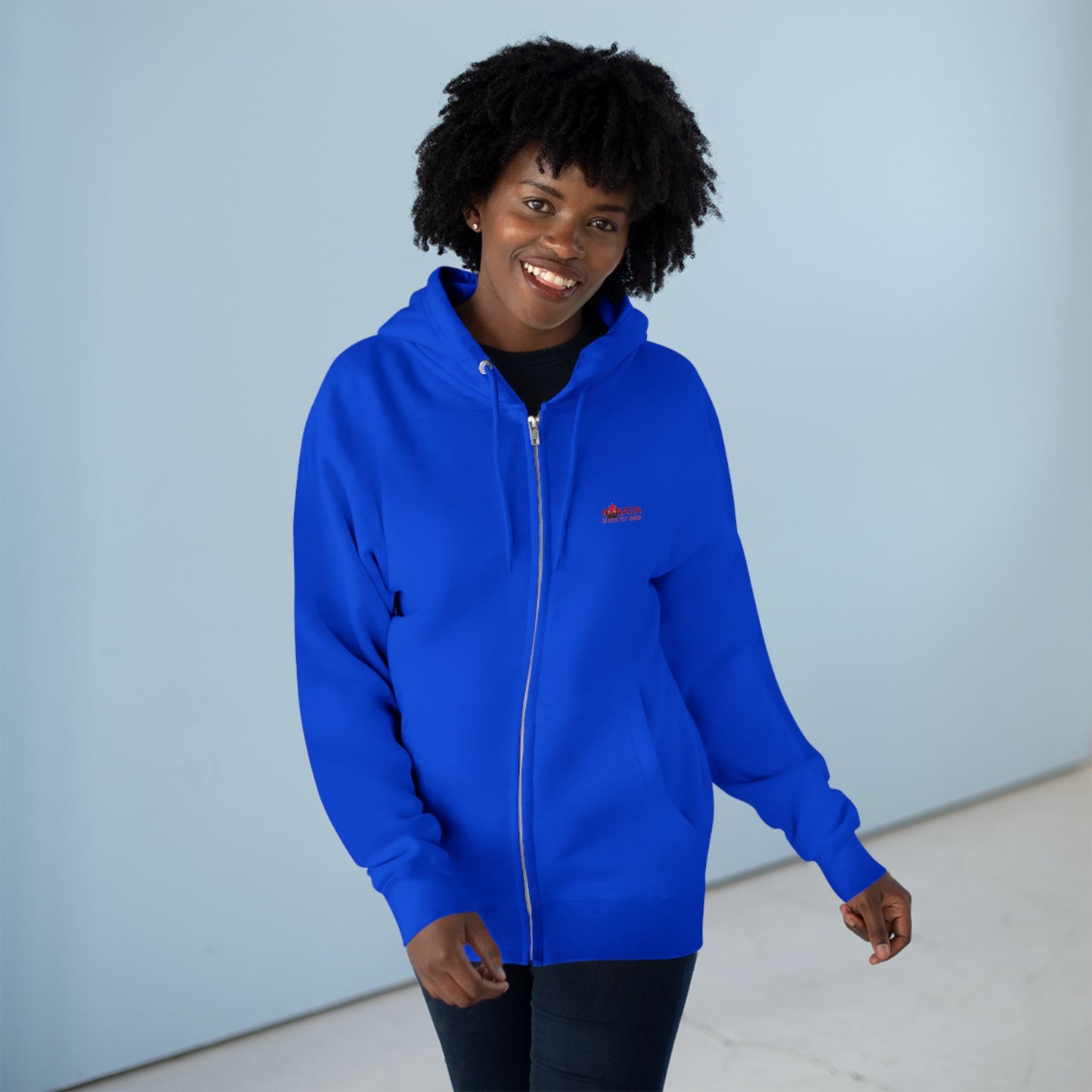 Unisex Zip Hoodie “Canada is Not for Sale” – Red Maple Leaf and Mountains, Cozy and Stylish Sweatshirt for Proud Canadians