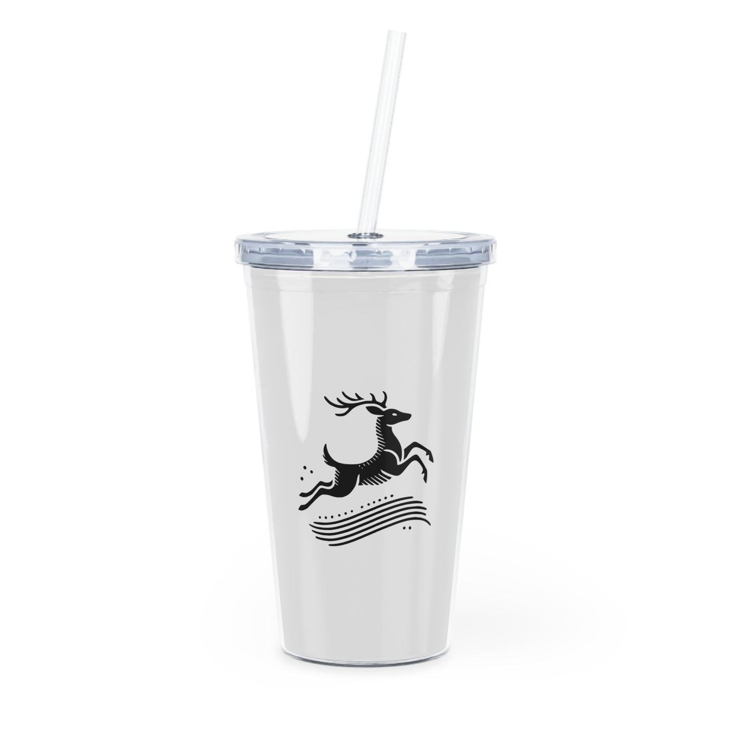 scandinavian minimalistic Design DEER Tumbler with Straw – Nature Inspired Graphic