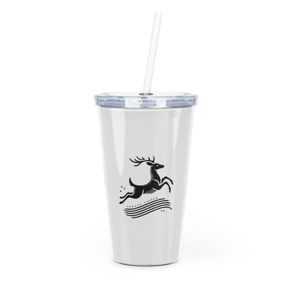 scandinavian minimalistic Design DEER Tumbler with Straw – Nature Inspired Graphic