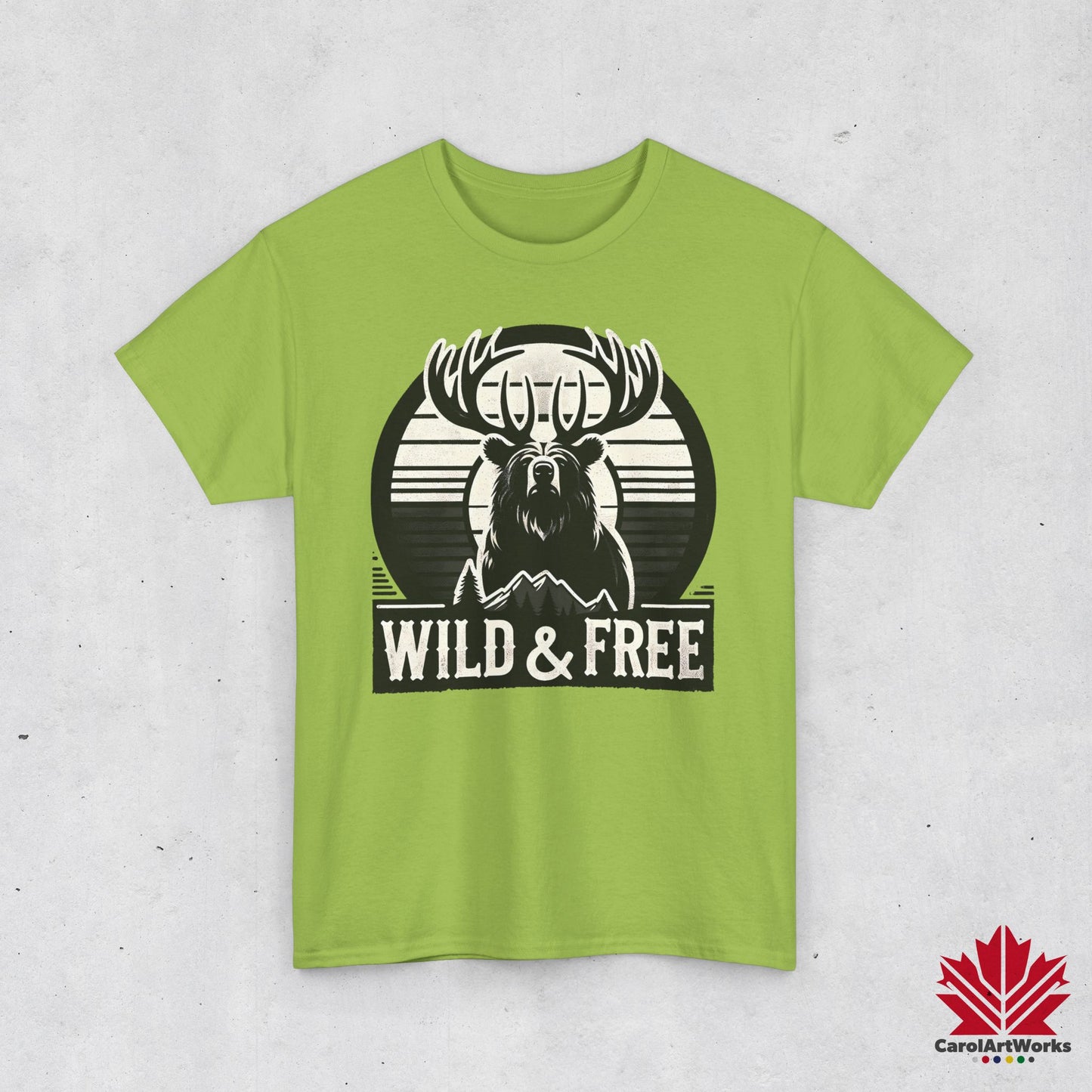 “Wild & Free” Unisex Cotton Tee – Nature Inspired Graphic T-Shirt