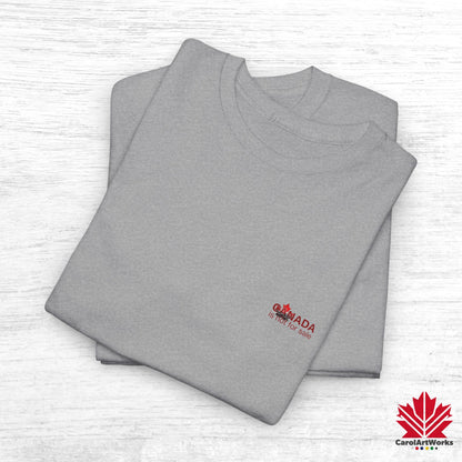 “Canada is not for Sale” Unisex Heavy Cotton Tee – Red Maple Leaf and Mountains, Stylish Canada Shirt