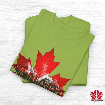 “Canada is not for Sale” Unisex Heavy Cotton Tee – Red Maple Leaf and Mountains, Stylish Canada Shirt