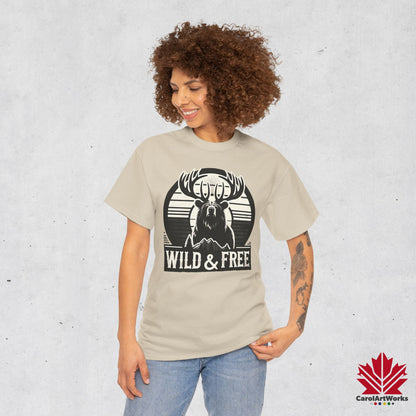“Wild & Free” Unisex Cotton Tee – Nature Inspired Graphic T-Shirt