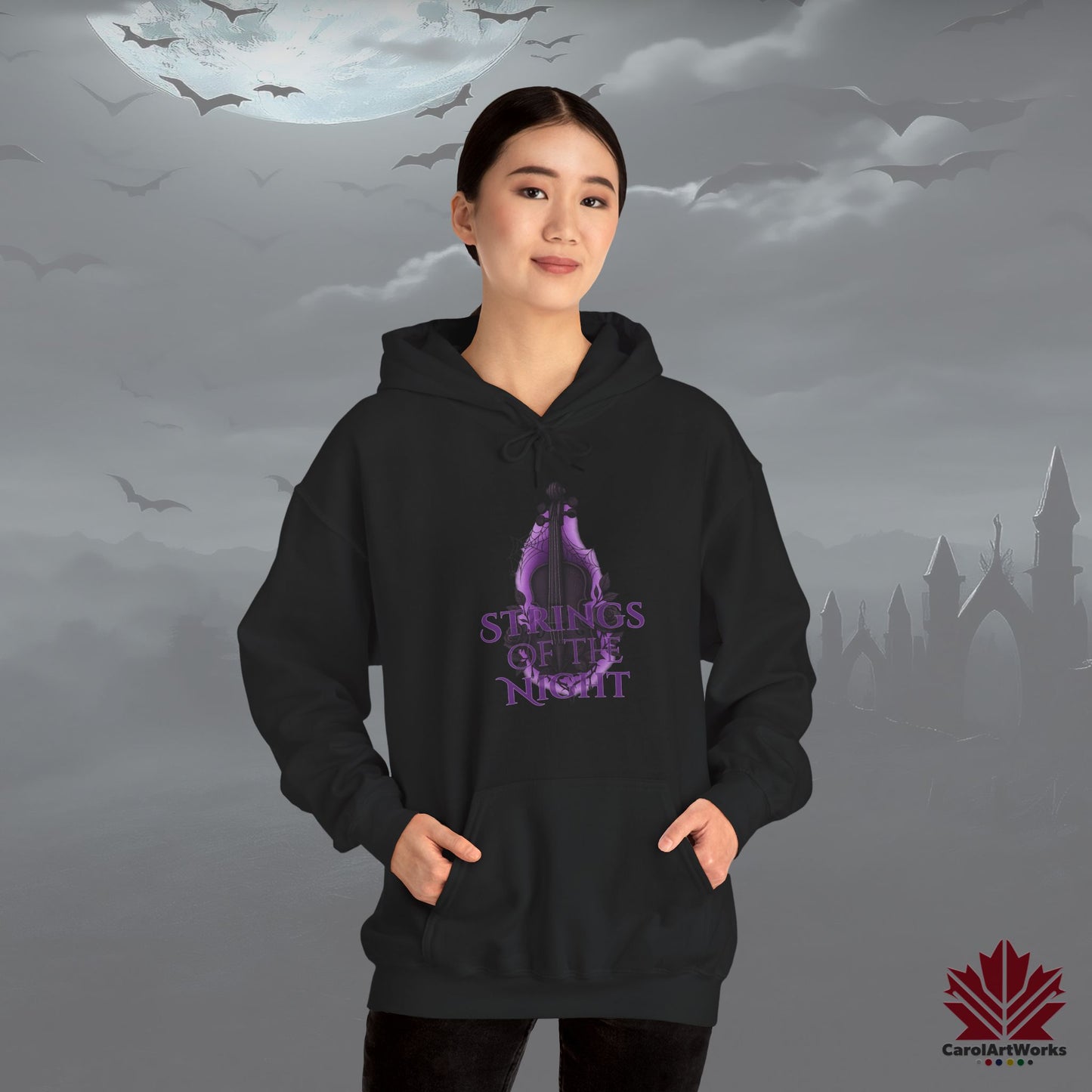 Strings of the Night – Halloween Hoodie | Spooky Musical Aesthetic