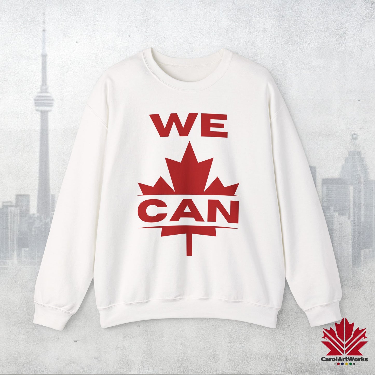 Sweat-shirt unisexe « We Can » avec motif feuille d'érable – Sweat-shirt motivant pour un confort quotidien, fierté canadienne