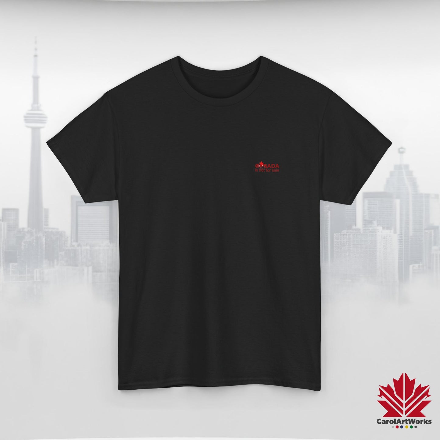 “Canada is not for Sale” Unisex Heavy Cotton Tee – Red Maple Leaf and Mountains, Stylish Canada Shirt