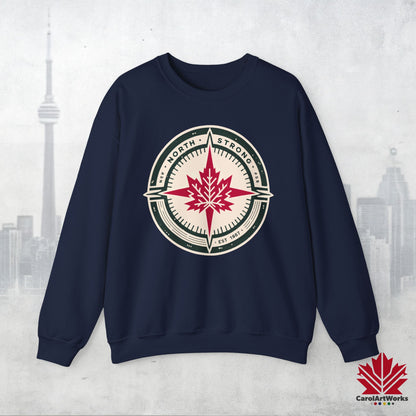 “North Strong” Compass Design Unisex Sweatshirt – Navigate Adventure with Canadian Pride
