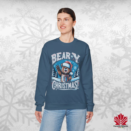 Beary Christmas Sweatshirt | Funny Bear Holiday Crewneck | Premium Fleece, Canadian-Made Christmas Gift