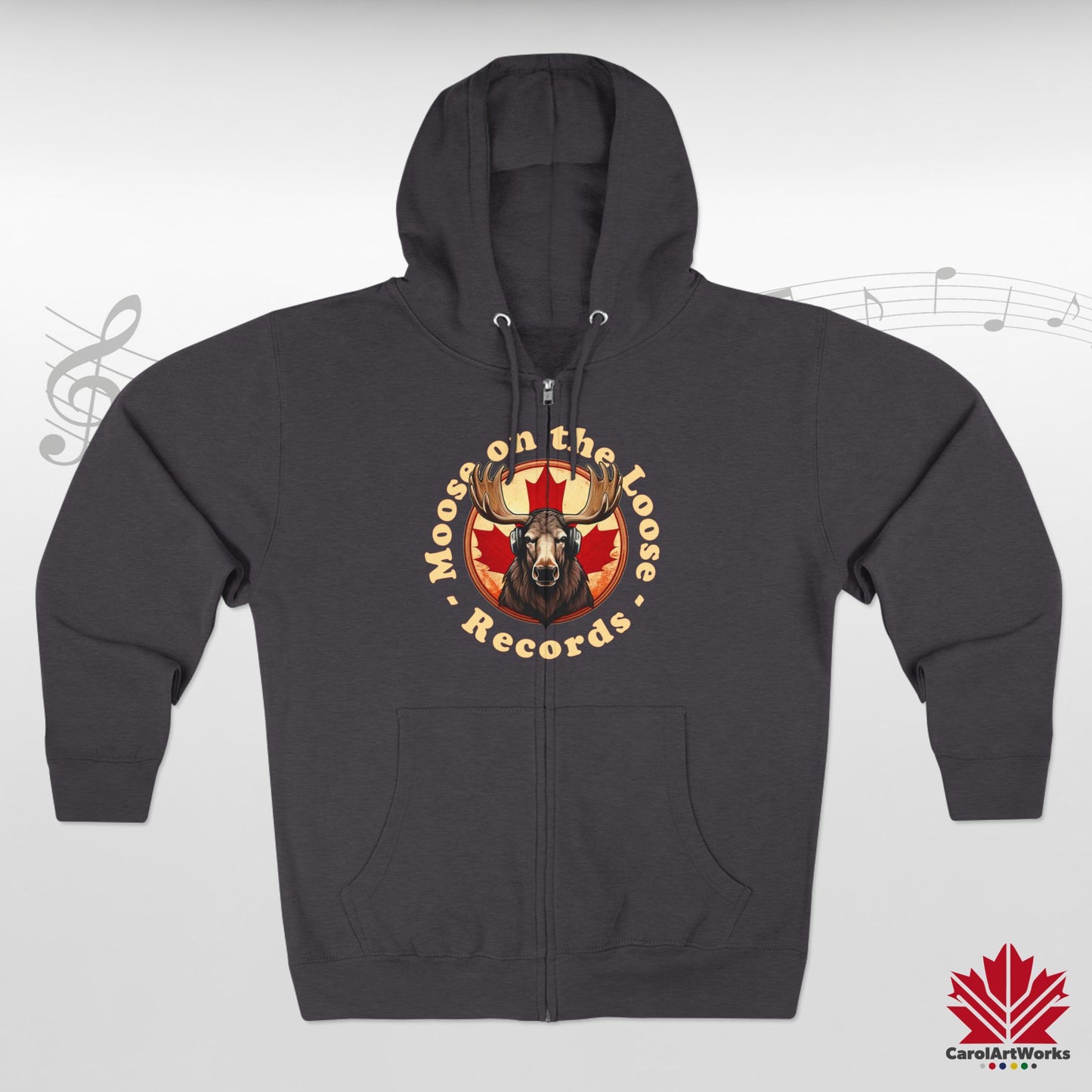 "Moose on the Loose Records" Unisex Zip Hoodie - Cozy and Stylish for Music Lovers