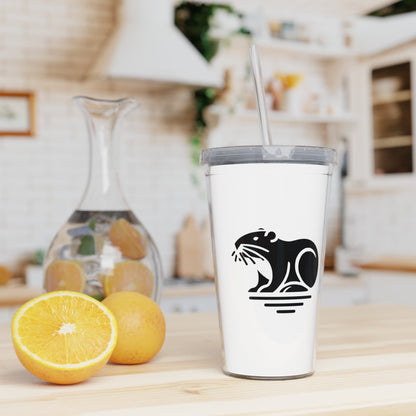 scandinavian minimalistic Design BEAVER Tumbler with Straw – Nature Inspired Graphic