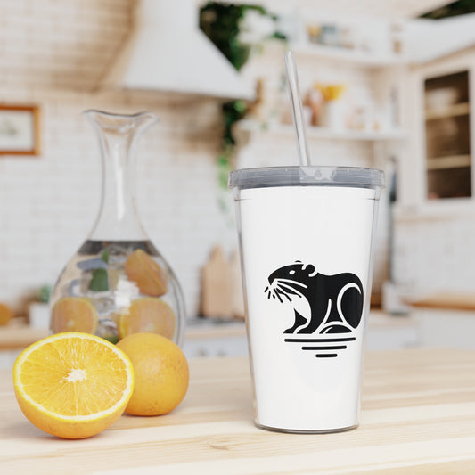 scandinavian minimalistic Design BEAVER Tumbler with Straw – Nature Inspired Graphic