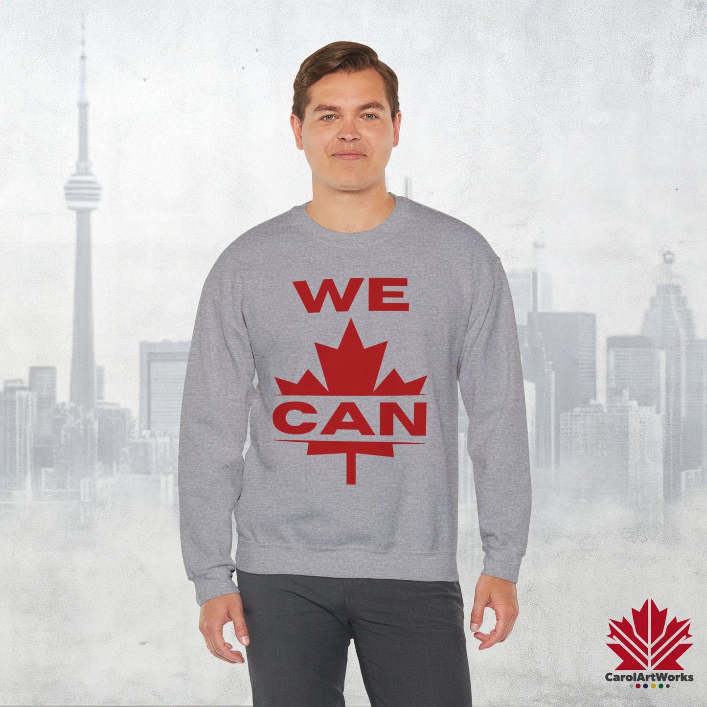Sweat-shirt unisexe « We Can » avec motif feuille d'érable – Sweat-shirt motivant pour un confort quotidien, fierté canadienne