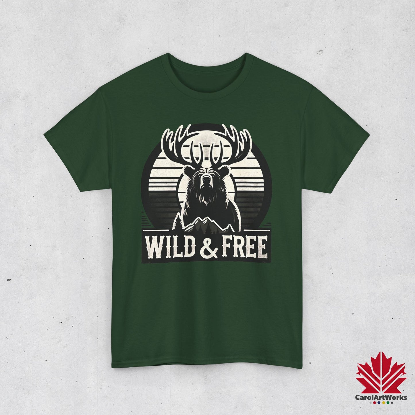 “Wild & Free” Unisex Cotton Tee – Nature Inspired Graphic T-Shirt