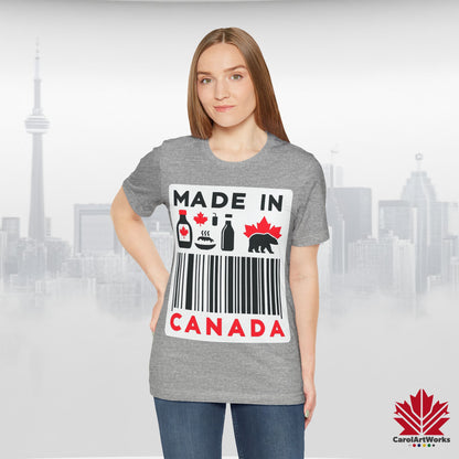 "Made in Canada" product label Design Unisex Short Sleeve Tee – Minimalist, Playful, and Proud