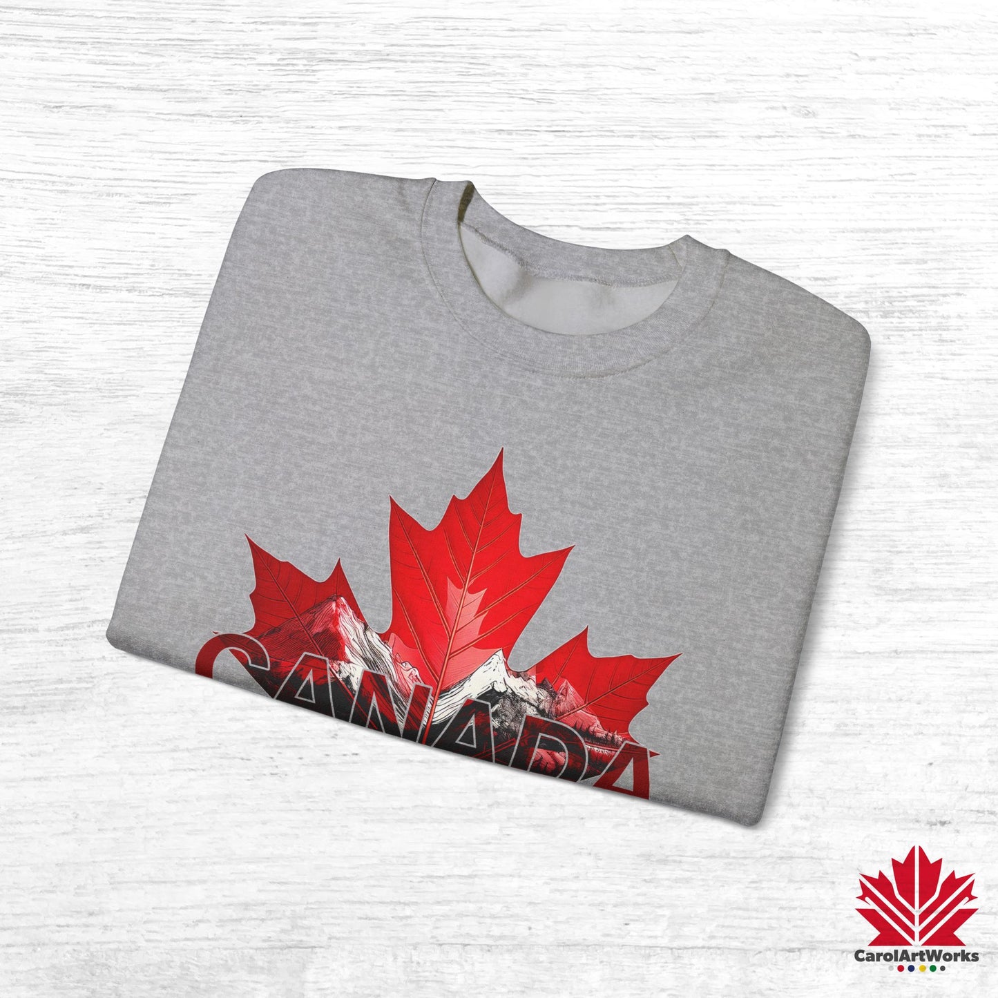 “Canada is Not for Sale” Crewneck Sweatshirt - Red Maple Leaf and Mountains, Soft and Warm