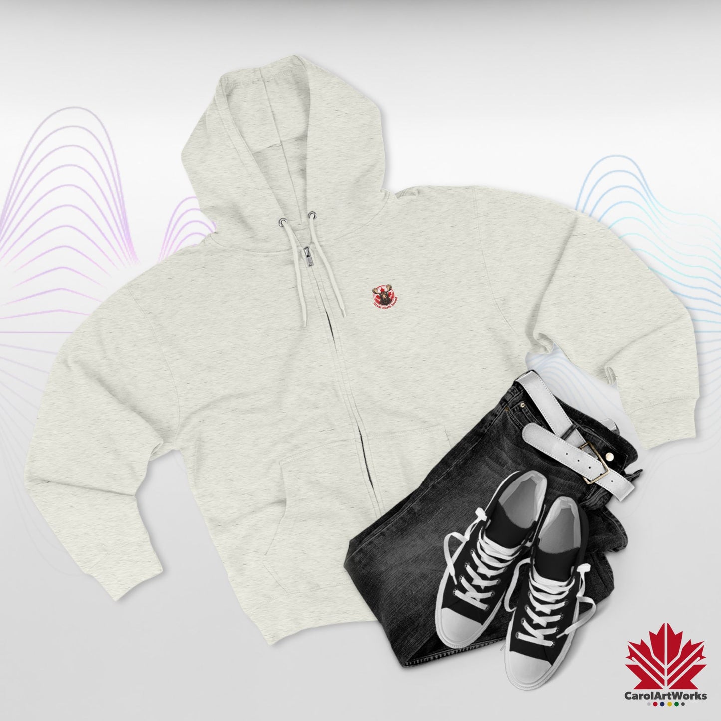 "Great North Sound" Moose and Music Unisex Zip Hoodie
