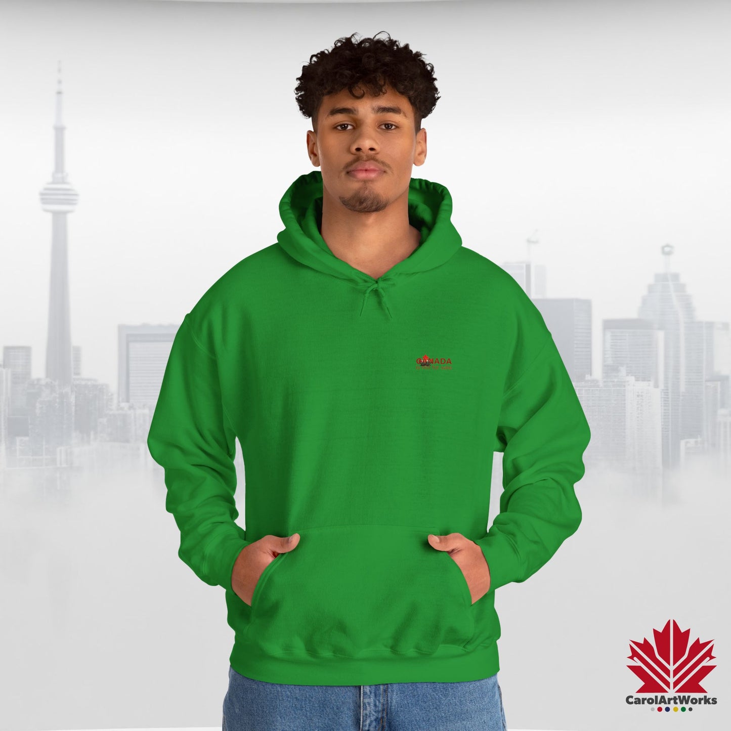 Unisex Hoodie “Canada is Not for Sale” – Red Maple Leaf and Mountains, Warm and Comfortable