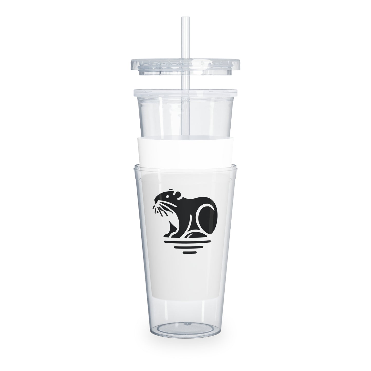 scandinavian minimalistic Design BEAVER Tumbler with Straw – Nature Inspired Graphic