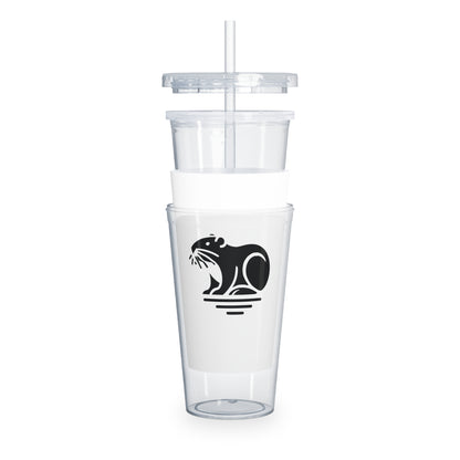 scandinavian minimalistic Design BEAVER Tumbler with Straw – Nature Inspired Graphic
