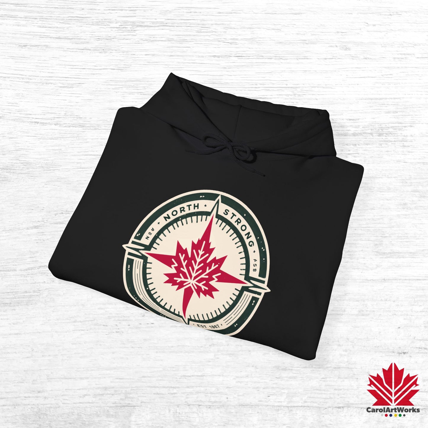 Sweat à capuche unisexe « North Strong » avec motif boussole – Vivez l'aventure avec fierté canadienne