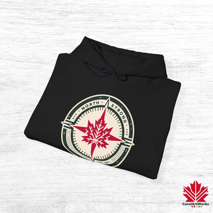 Sweat à capuche unisexe « North Strong » avec motif boussole – Vivez l'aventure avec fierté canadienne