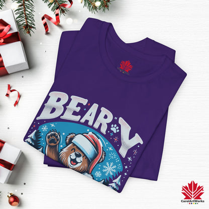 Beary Christmas | Funny Canadian Bear Christmas T-Shirt | Premium Cotton Holiday Tee – Made in Canada, Free Shipping