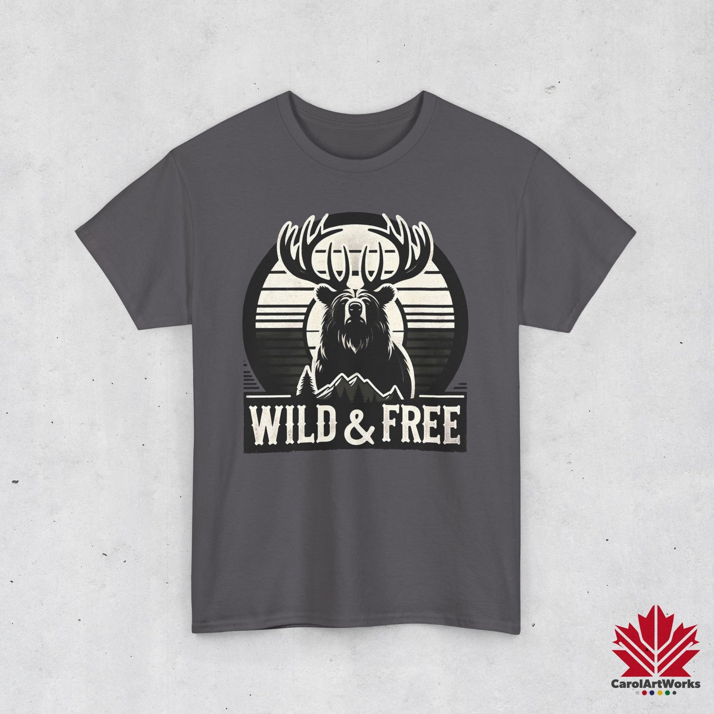 “Wild & Free” Unisex Cotton Tee – Nature Inspired Graphic T-Shirt