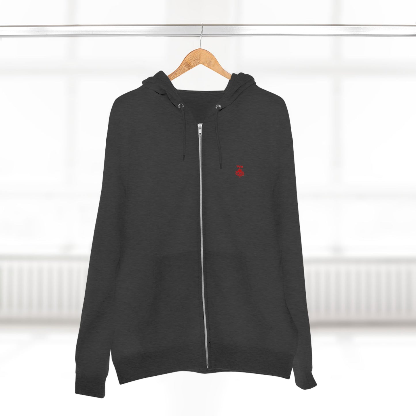 “WE CAN” with Maple Leaf Unisex Zip Hoodie – Motivational Hoodie for Everyday Comfort, Canada Pride