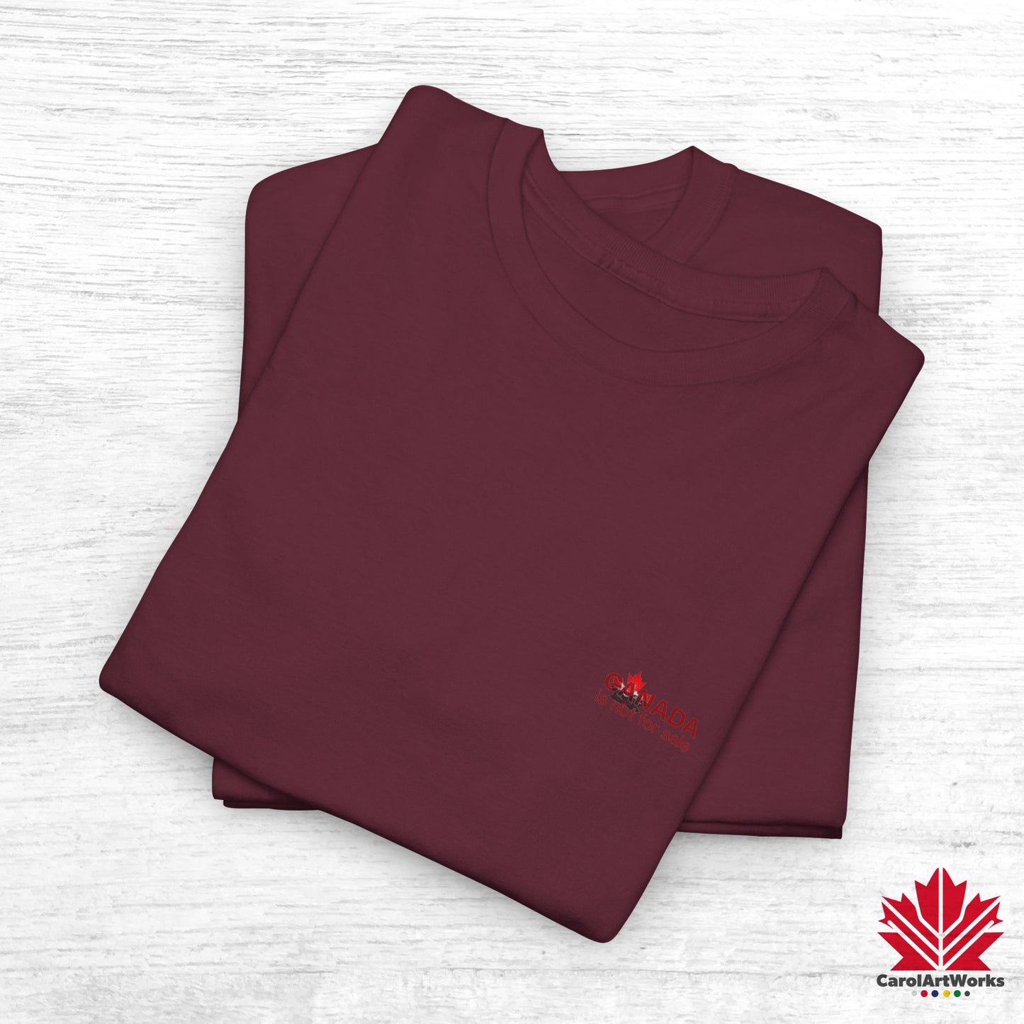 “Canada is not for Sale” Unisex Heavy Cotton Tee – Red Maple Leaf and Mountains, Stylish Canada Shirt