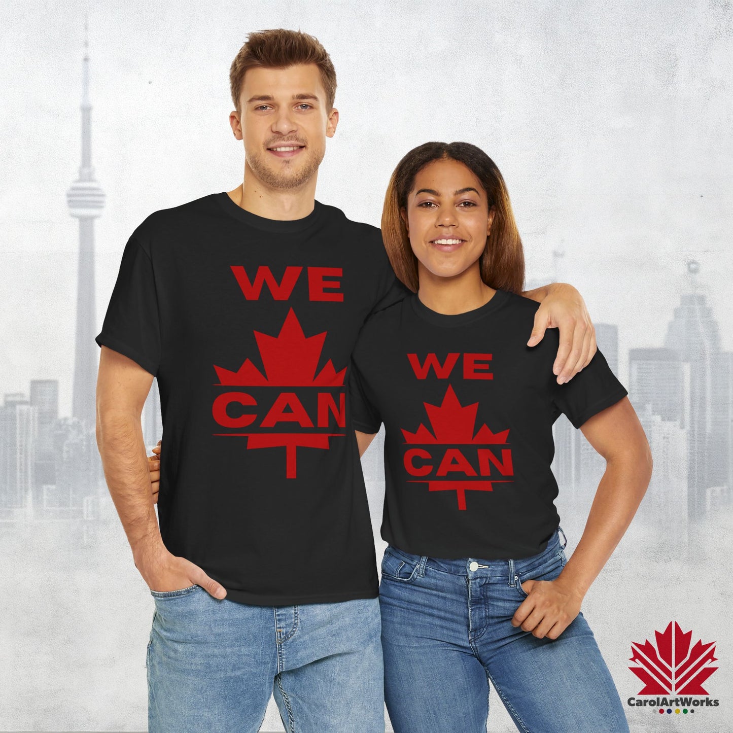 “WE CAN” with Maple Leaf Unisex Cotton Tee – Casual Comfort for Every Occasion
