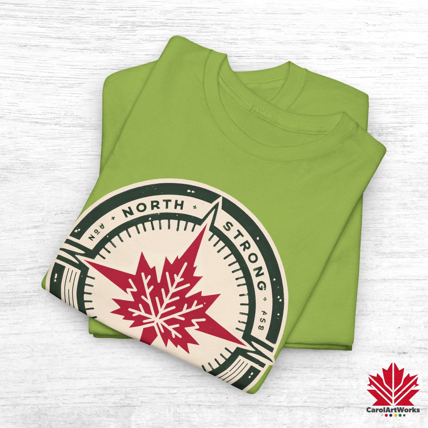 “North Strong” Compass Design – Unisex Cotton Tee – Navigate Adventure with Canadian Pride