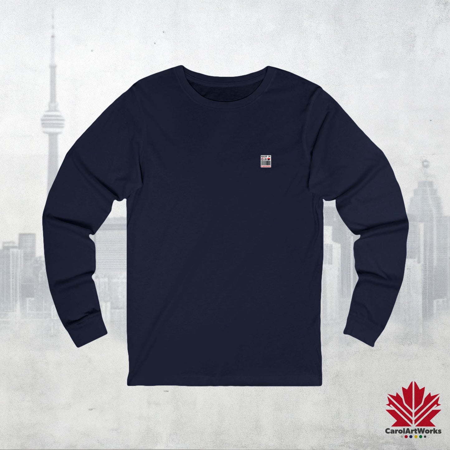 “Made in Canada” Unisex Long Sleeve Tee – Minimalist, Playful, and Proud