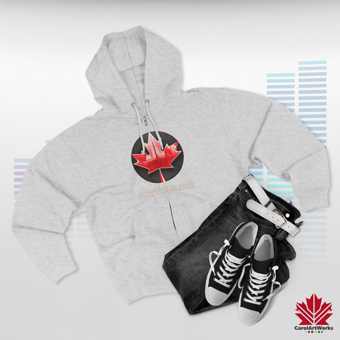 "NorthSound" Unisex Zip Hoodie - Zip Up and Tune In to Canadian Vibes
