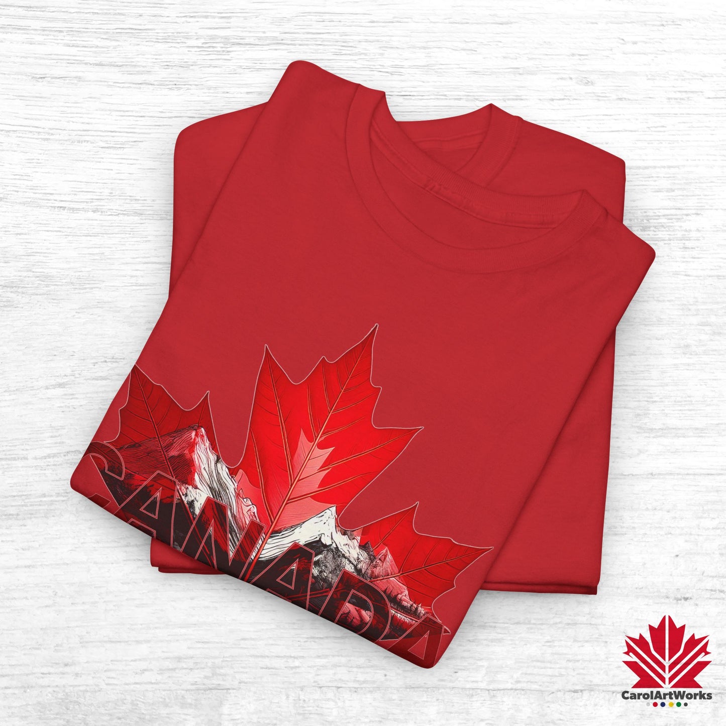 “Canada is not for Sale” Unisex Heavy Cotton Tee – Red Maple Leaf and Mountains, Stylish Canada Shirt