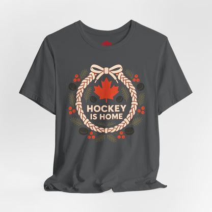 Hockey Lace Wreath | Canadian Hockey Christmas Shirt | Maple Leaf Holiday Tee – Premium Cotton Gift