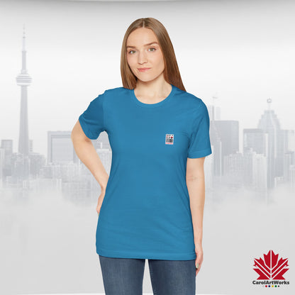 "Made in Canada" product label Design Unisex Short Sleeve Tee – Minimalist, Playful, and Proud