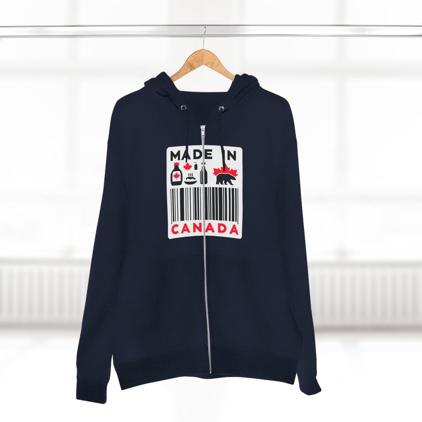 Sweat à capuche unisexe zippé « Fabriqué au Canada » – Minimaliste, ludique et fier